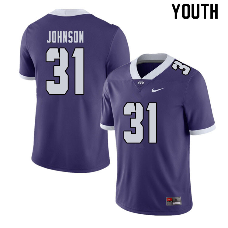 Youth #31 Karter Johnson TCU Horned Frogs College Football Jerseys Sale-Purple - Click Image to Close